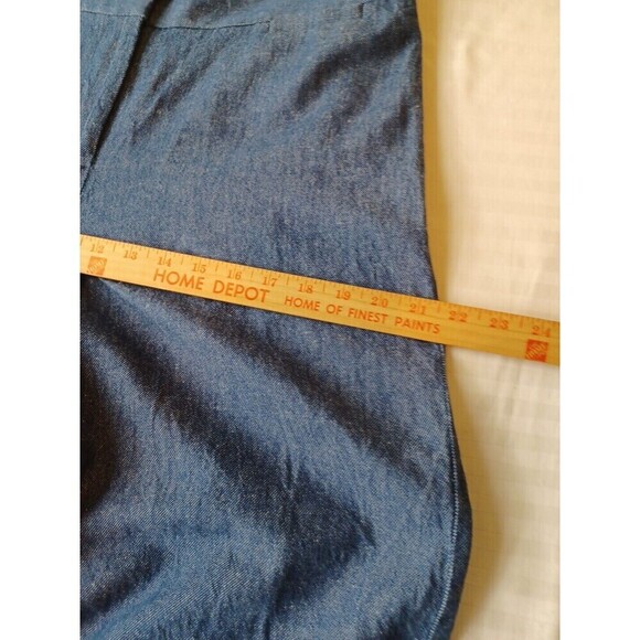 Talbots wide leg cropped denim trousers 10 blue linen blend pants Lagenlook boho - Picture 8 of 13